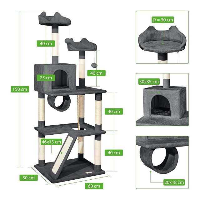 Foto 5 de 5 de PAITSY Árbol para Gatos XL, rascador para Gatos, Plataformas, caseta, Hamaca, Pelotas, columnas de sisal