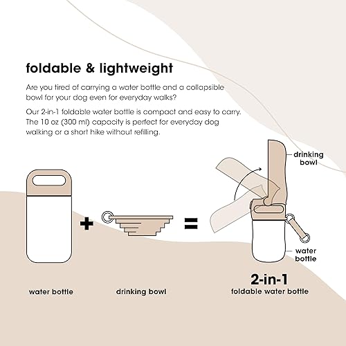 Miniatura 6 de Botella de agua plegable para mascotas, dispensador de agua de viaje ligero de 10 onzas con filtro, cuenco portátil para beber, para perros, gatos,