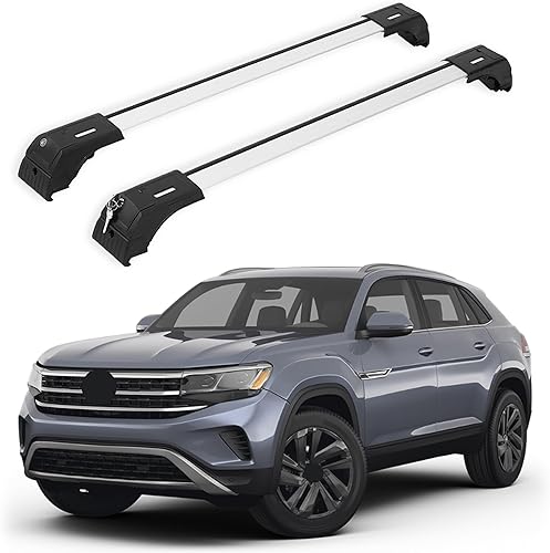 ERKUL Barras transversales de techo para VW Volkswagen Atlas Cross Sport 2020-2025  Barras transversales de aluminio con bloqueo antirrobo para