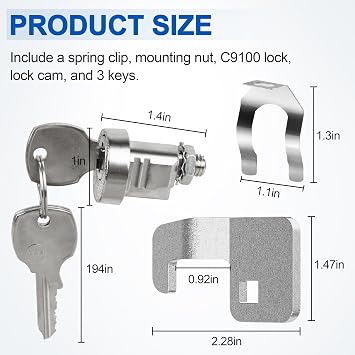 Replacement Mail Box Lock for 1570 F Series CBU & 4C Mail Units, L-1172C C9100 National Mailbox, USPS Mailbox Key Lock with 3 Keys 1pack