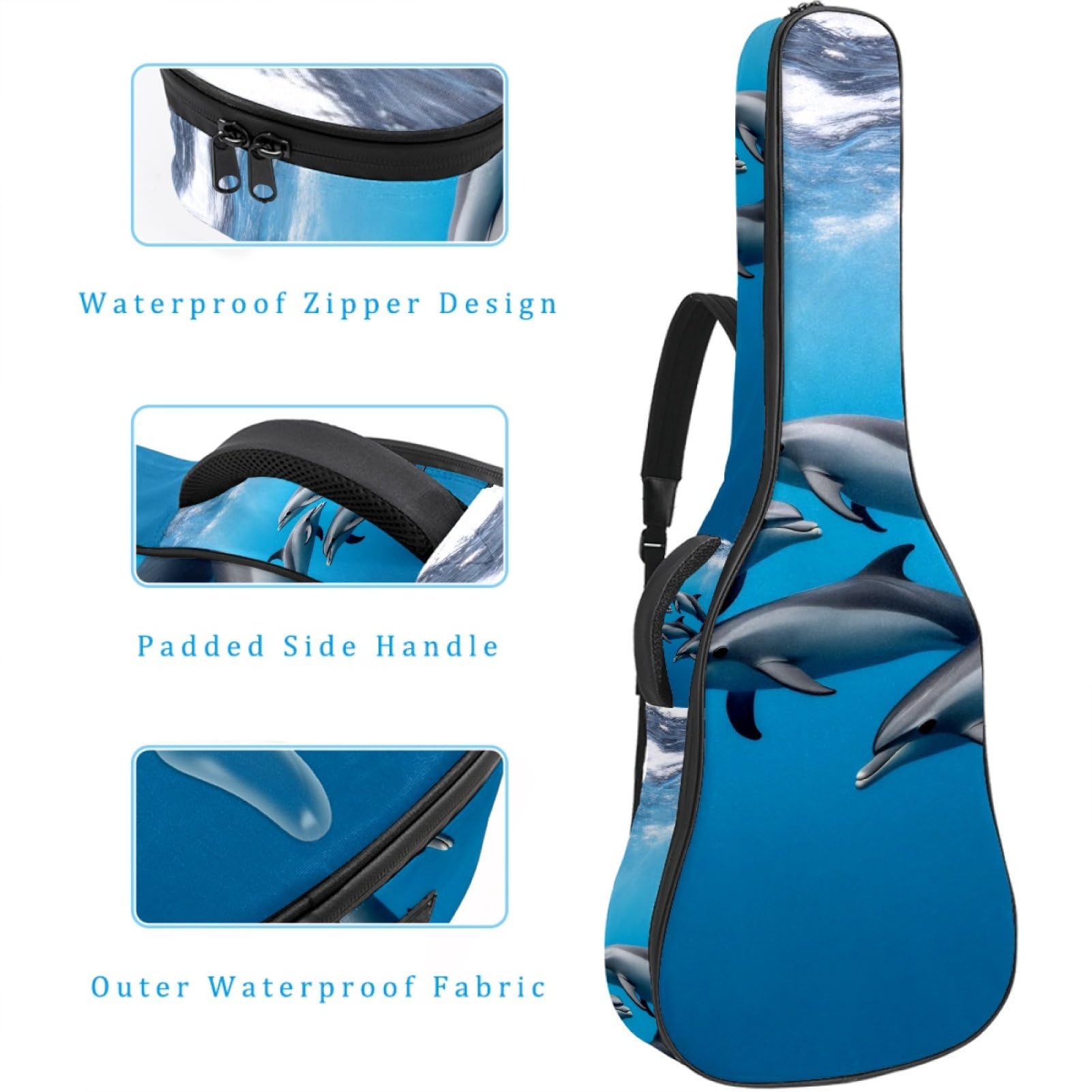 43 Zoll Akustikgitarre Softcase mit Rucksackgurt und 2 Taschen Hibiskus Blume Hintergrund, keine Polsterung Rucksack Wasserdicht Oxford Tuch Bass Gitarre Gigbag für Konzertgitarre