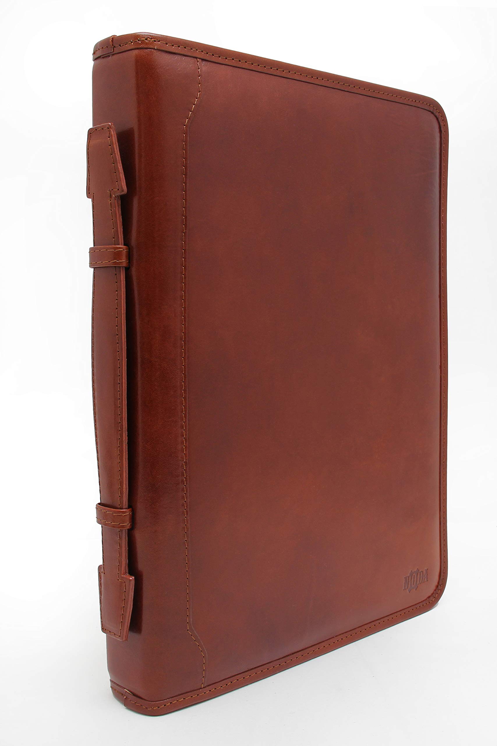 Leder Organizer, Leder Dokumentenmappe, Leder Portfolio, Dokumentenhalter, Tablet-Tasche, Ledermappe, Dokumententasche, 4 Ringbuch (Cognac)