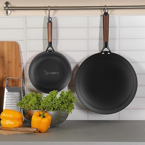 Miniatura 6 de Sartenes de hierro fundido, sartenes antiadherentes de 10 pulgadas y 12 pulgadas, juego de utensilios de cocina de 2 piezas de sartenes de hierro