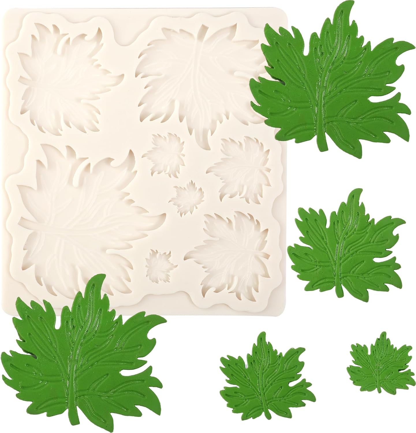 1 Pcs Maple Leaf Fondant Mold, Plant Leaf Chocolate Silicone Molds, for Autumn Theme Party Kitchen Baking Cake Decoration Cupcake Topping Cookie Candy Dough Gum Modeling Clay Keychain UV Resin
