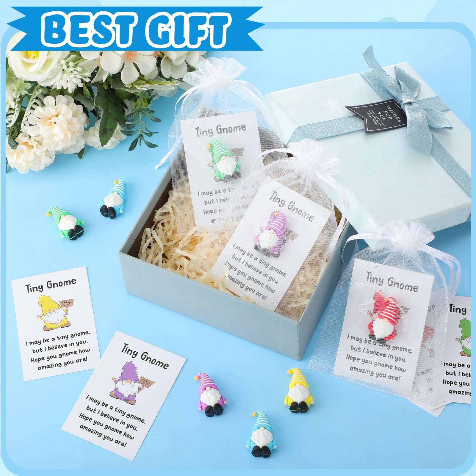 30 Sets Good Luck Gifts Bulk Include Mini Gnomes Figurines Blessing Cards Pocket Favors for Gift Stuffers Fillers to Hide and See Decor in Yard Landscape Indoor Fairy Garden DIY Crafts(Standing)