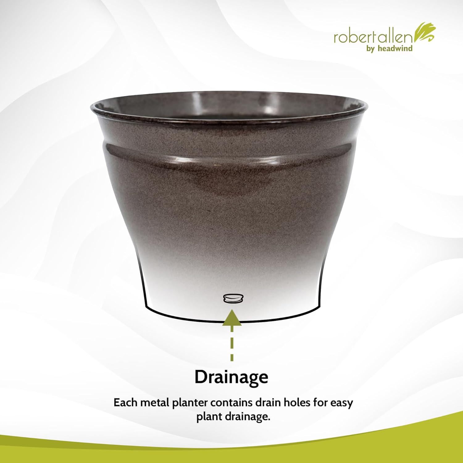 Headwind Glazed Ironstone Avery Collection Decorative Plant Pot – 6" Pebblewood Brown Glazed Decorative Pot – Lightweight & Durable Flower Pots for Indoor Plants - Outdoor Planter by Robert Allen
