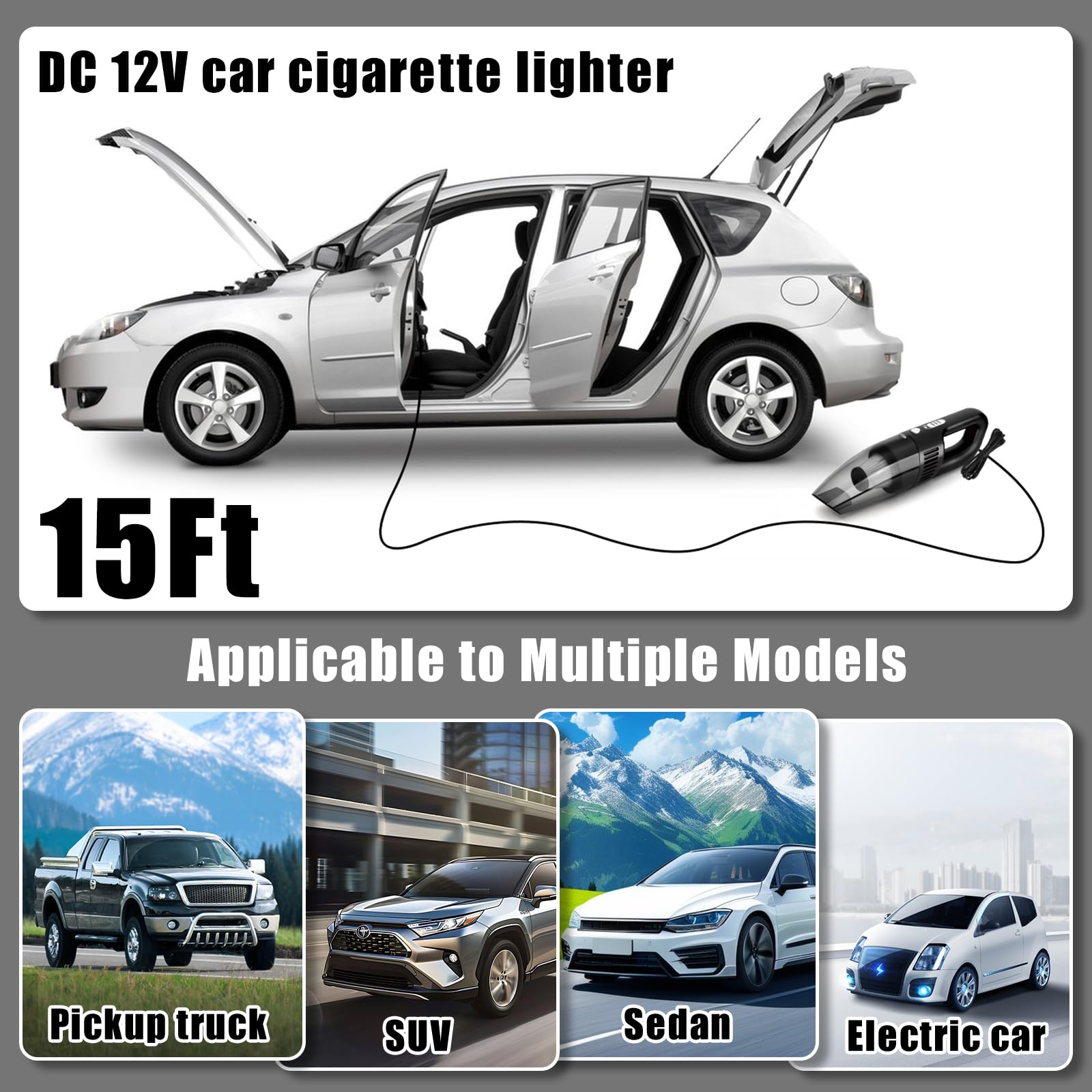 Kit di Pulizia per Auto, Kit di Pulizia per Interni dell'auto, con aspirapolvere Portatile ad Alta Potenza, Set di spazzole, Strumento per Parabrezza, spolverino, Asciugamani, Strumenti