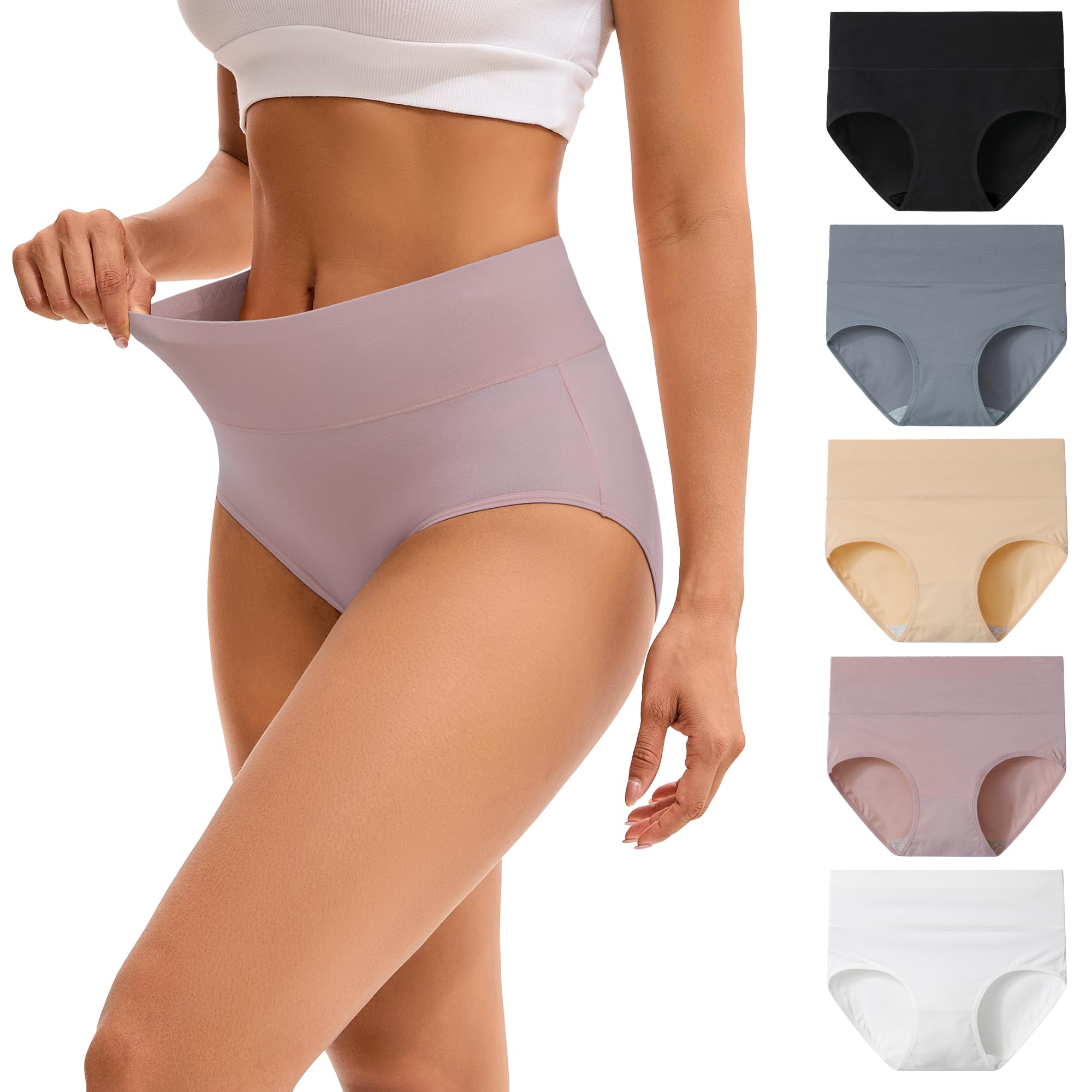 INNERSY Unterwäsche Damen Set Unterhosen Baumwolle Panty Wochenbett High Waist Panties Mehrpack 5 (S, Mehrfarbig Klassiker)