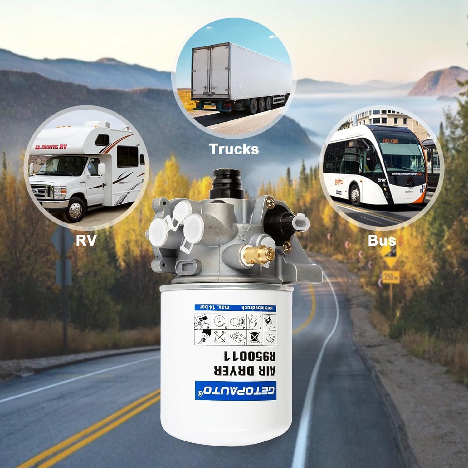 R955079 Air Dryer Direct Replacement with Coalescing Cartridge Replaces Meritor R955300 955300 955079 Haldex 955079CX R955205