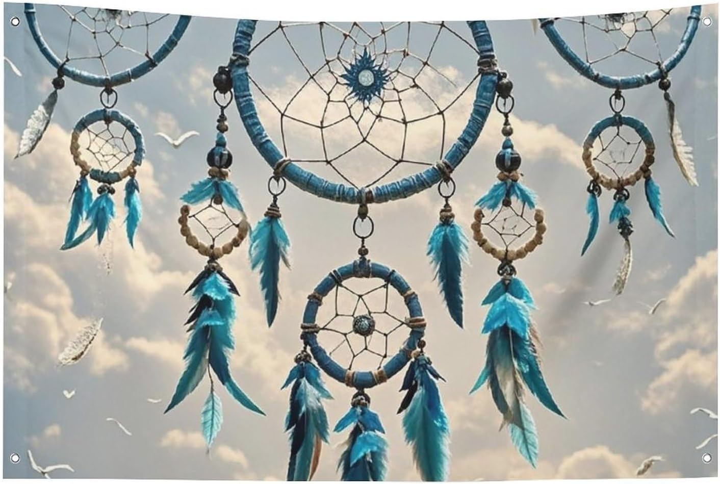 Welcome Banner Native Dream Catcher Party Flag Photography Backdrop Background Flags Decoration Birthday Party Wall Decor Sign Photo Props Flag Banner for Garden Fence Decor 60x96 in