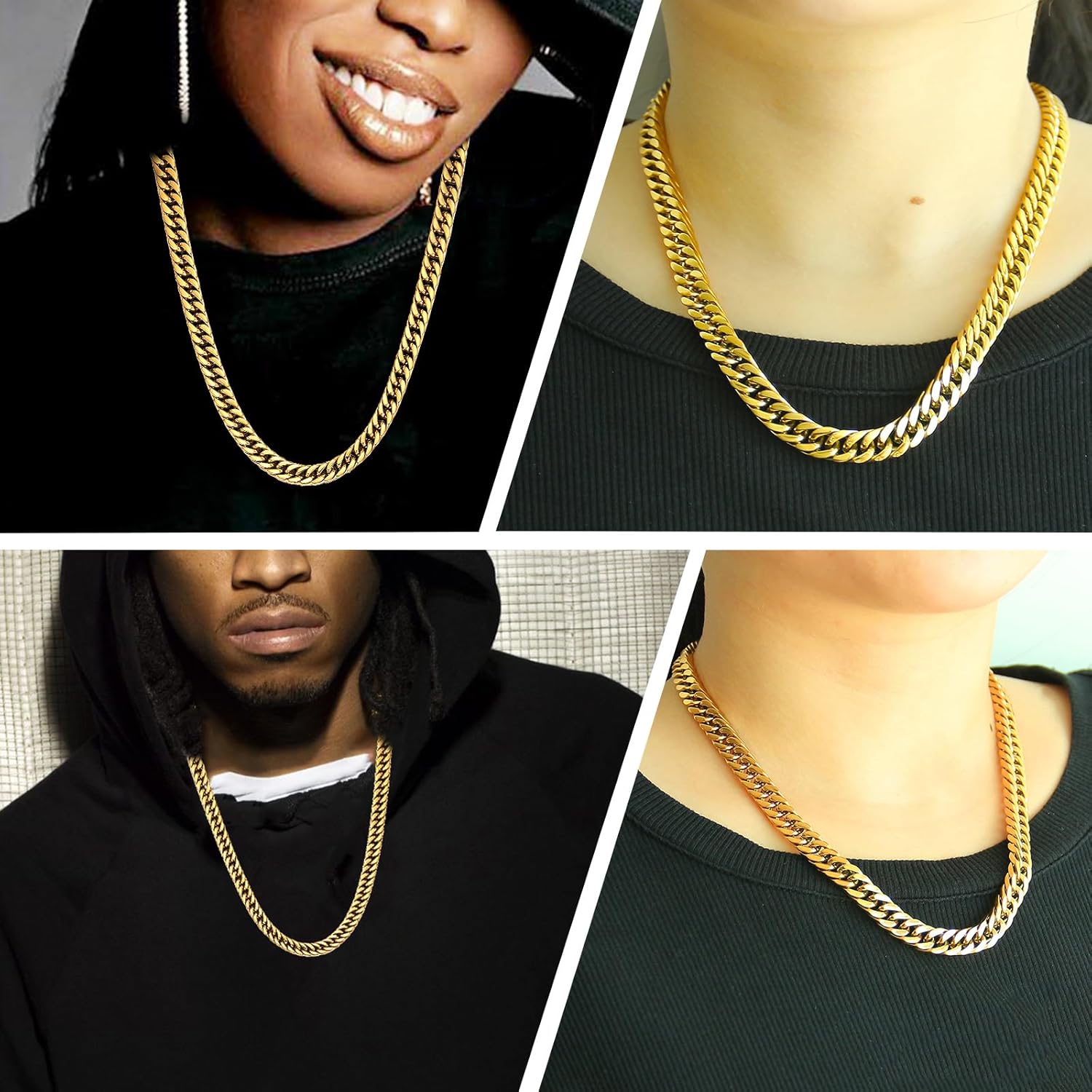 Miami Cuban Chain Necklace for Men/Boys,316L Stainless Steel 8MM Width 18/20/22/24 Inch Length Fashion Lobster Clasp HipHop Jewelry (GOLD/SILVER) - Image 4