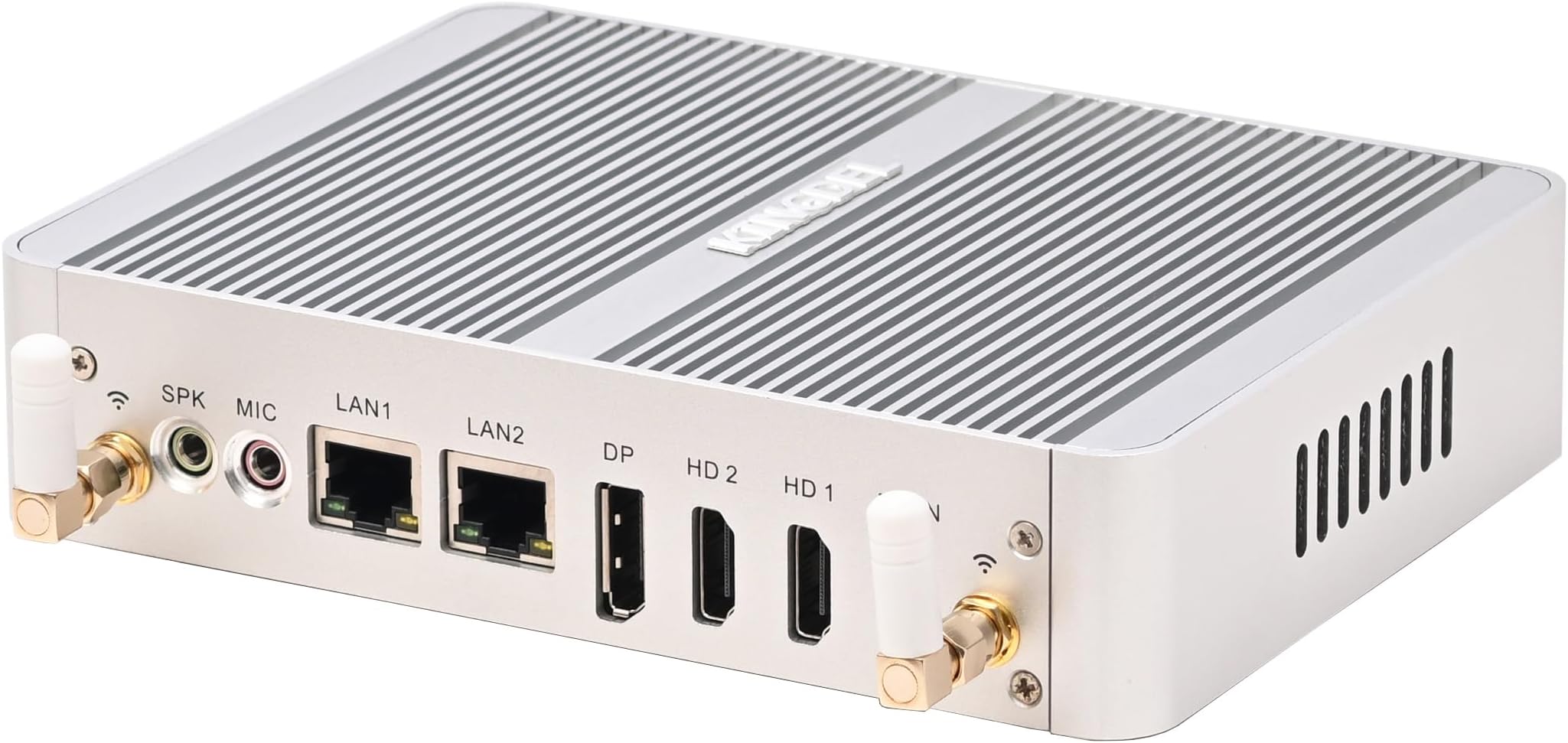 KINGDEL NC690 Fanless Mini Desktop Computer with 12th Gen. CPU N100(4C/4T, 3.4Ghz), 8GB DDR4 RAM 512GB NVMe SSD, 2xHD+DP, 2xNICs, 4K:4096x2160, WF+BT W-11 Pro