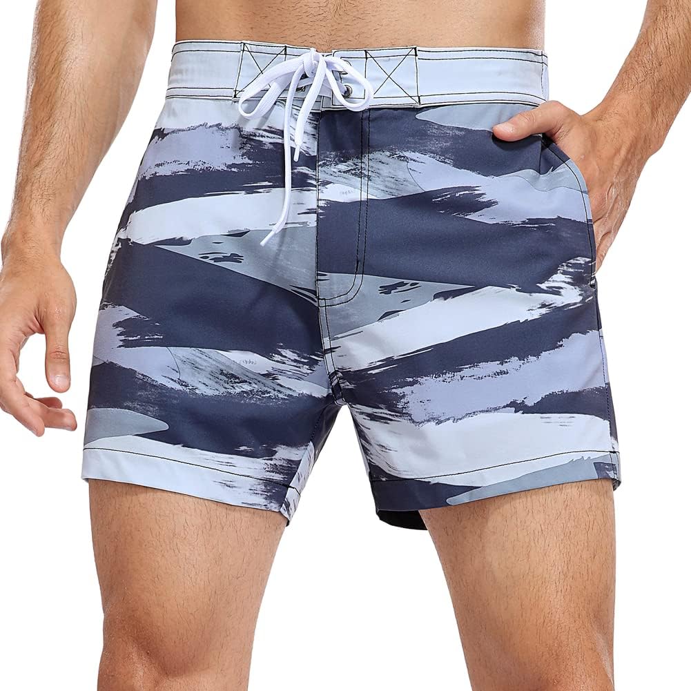 Nonwe Men's Swim Trunks Quick Dry Water Sports Swimwear Retro Printed Bathing Suits