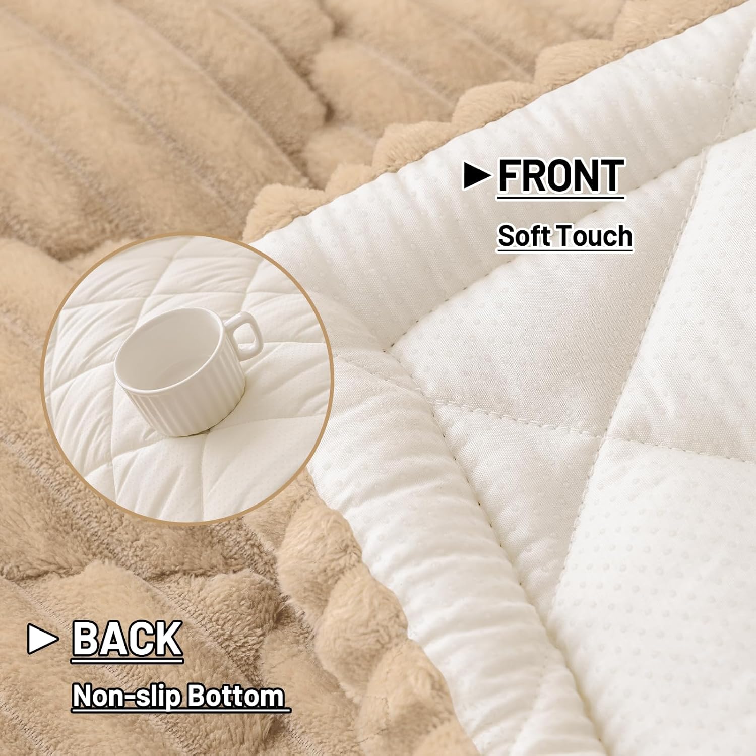 Smiry Pet Couch Covers for Dogs Washable, Non-Slip Fuzzy Couch Covers for 3 Cushion Sofa Pet Friendly, Soft Thick Furniture Protector Sofa Slipcover Mat for Dogs (Khaki, 27.6" x 47")