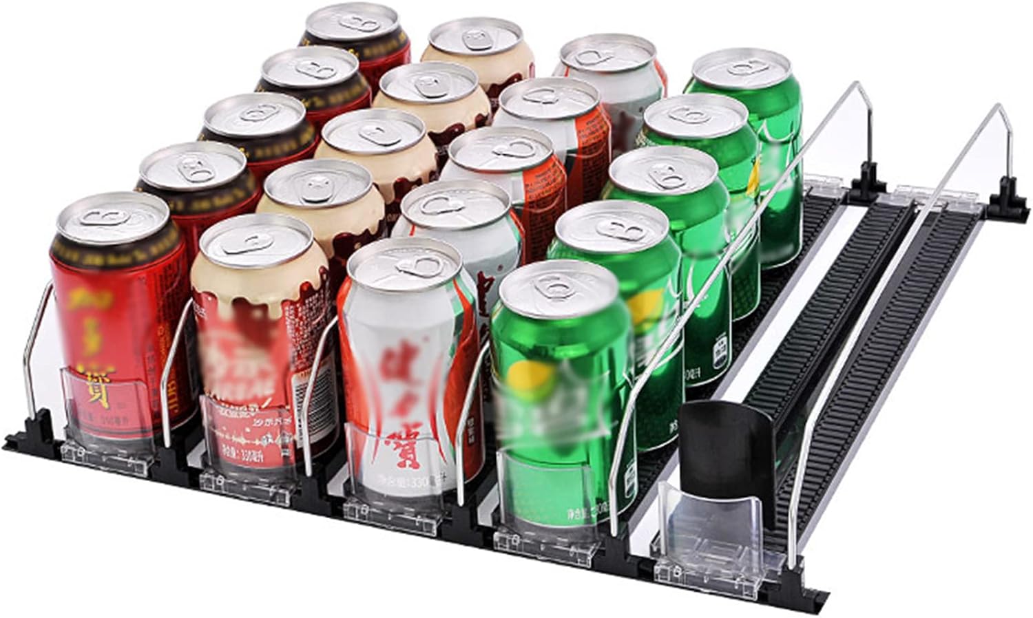 Soda Can Dispenser for Refrigerator, Self-Pushing Drink Dispenser, 12oz 16oz 20oz Assembly Drink Organizer for Fridge, Freezer, Cabinets & Pantry - Holds up to 25 Cans