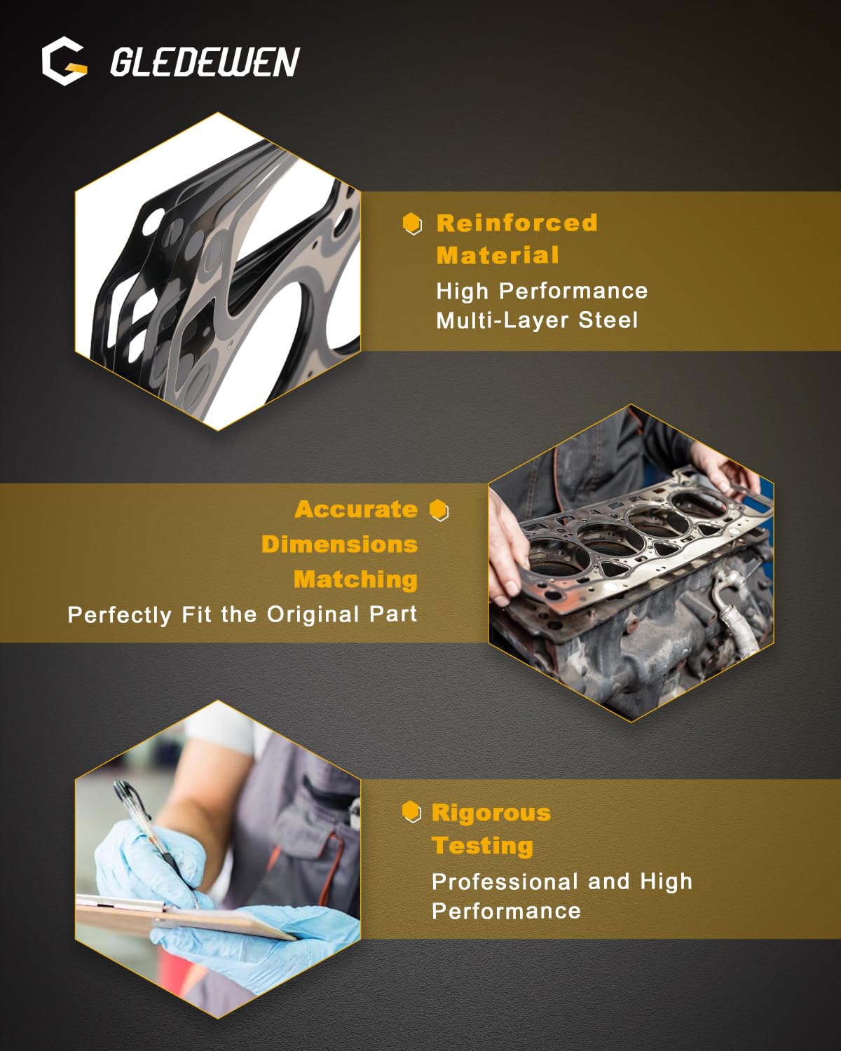 Head Gasket Set 5.3 L, w/ Cylinder Head Bolt Kit, Compatible with 2014-2019 Chevy Silverado 1500 Suburban Tahoe, GMC Sierra 1500 Yukon XL, 5.3L V8 5328cc Engine, Replace# HS26744PT, HGS4308, HS54996