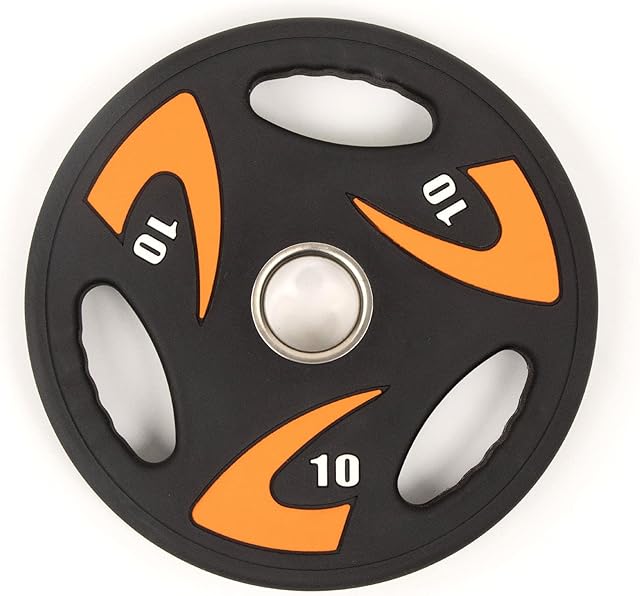 Phoenix Fitness Olympic Weight Plate - Rubber Coated Tri Grip Radial Plate for Strength Training - Great for Barbell & Dumbbell Bars - Ideal for Home, Gym & Studio - Sold as Singles, from 2.5kg-25kg
