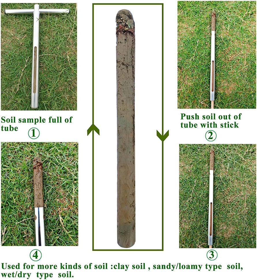 Soil Sample Probe 12 Inch with T Handle, Soil Sampler Tool, Soil Test Kit, Soil Probe for Soil Sampling Plant Care Lawn Garden Farm : Patio, Lawn & Garden