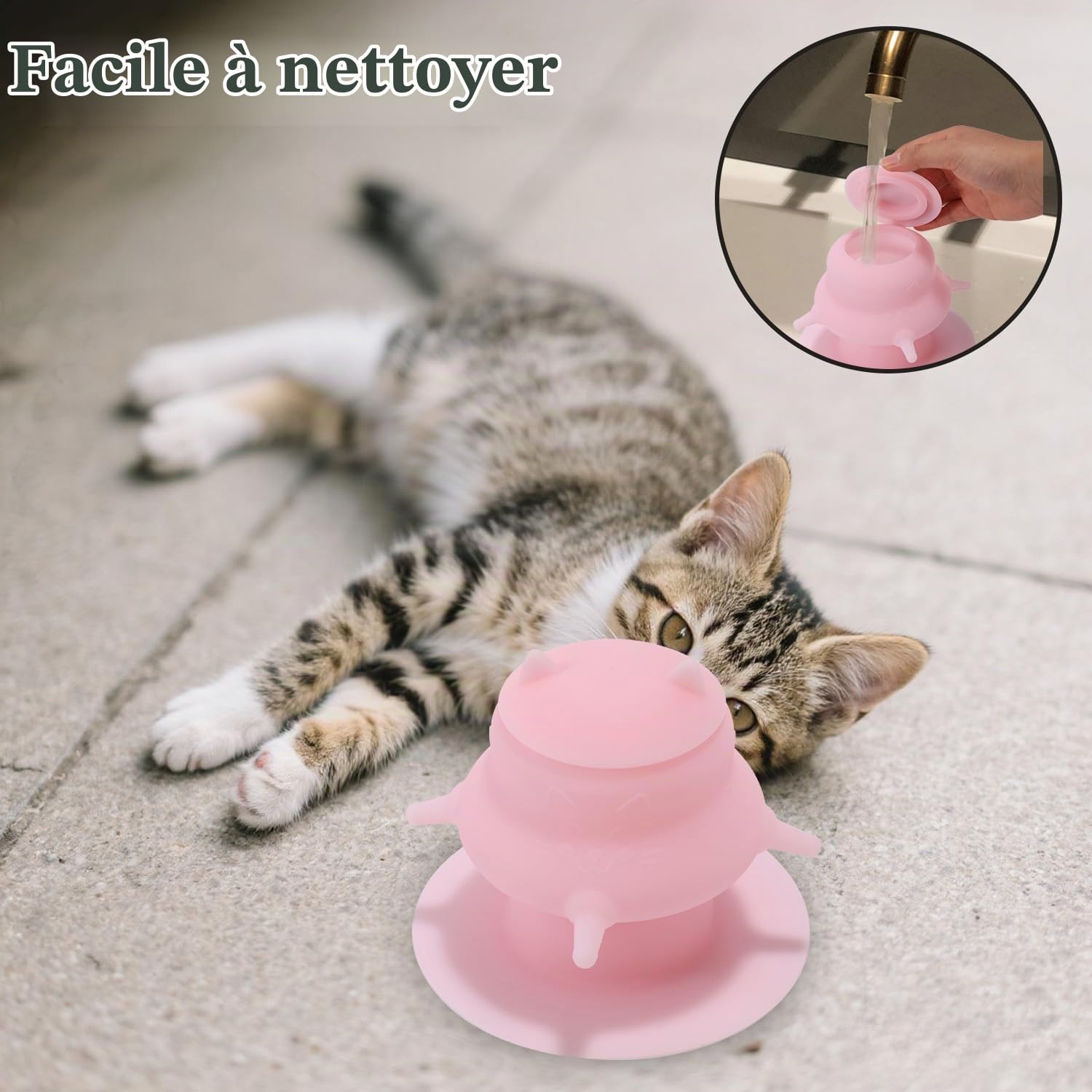 Lyreh Distributeur de Lait pour Chiots avec Quatre Tétines Factices, Station d'alimentation en Silicone Rose Chiots Biberon Anti-Fuite pour Chatons Nouveau-Nés Chiens et Chatons