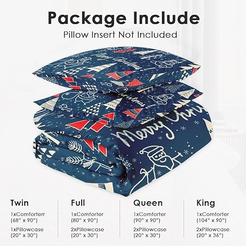 Miniatura 6 de Juego de edredón tamaño matrimonial, juego de ropa de cama de Papá Noel con árbol de Navidad para niños y adultos, decoración de dormitorio, juego
