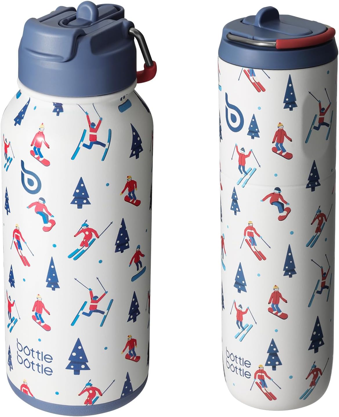 BOTTLE BOTTLE Insulated Water Bottle 2 Pack (32oz + 24oz), Stainless Steel Vacuum Sports Bottles for Gym, Travel(Sking)