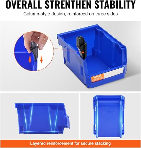 Miniatura 4 de VEVOR Contenedores apilables de plástico para almacenamiento, paquete de 24 unidades (5 x 4 x 3 pulgadas), contenedores apilables para