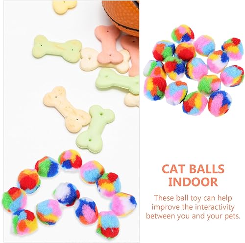 Miniatura 3 de 20 bolas de gato arcoíris de felpa suave con pompón para mascotas para masticar y entrenar para gatitos, juego interactivo para estimular la