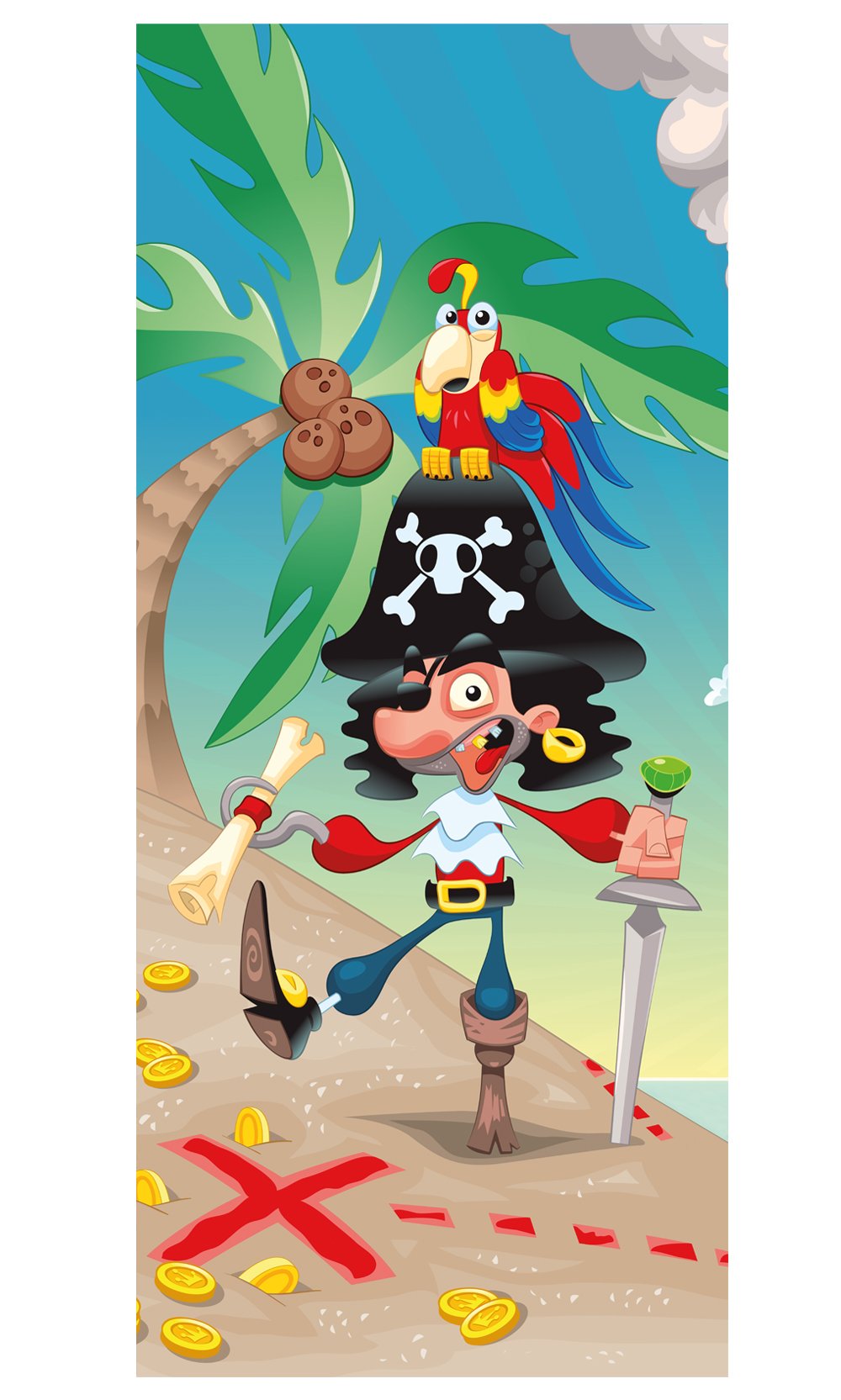 Décor de porte pirate autocollant pour masquer les rayures