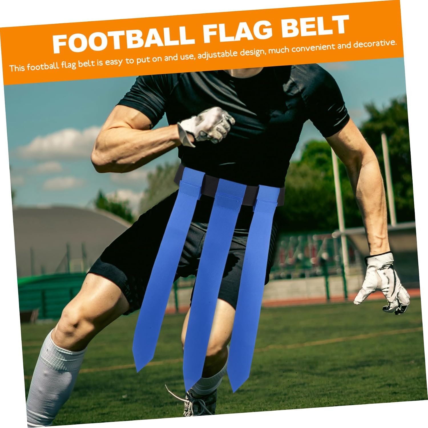 2pcs Adjustable Rugby Flag Belt Wear-resistant Football Waist Flags for Youth and Adults Training Includes for