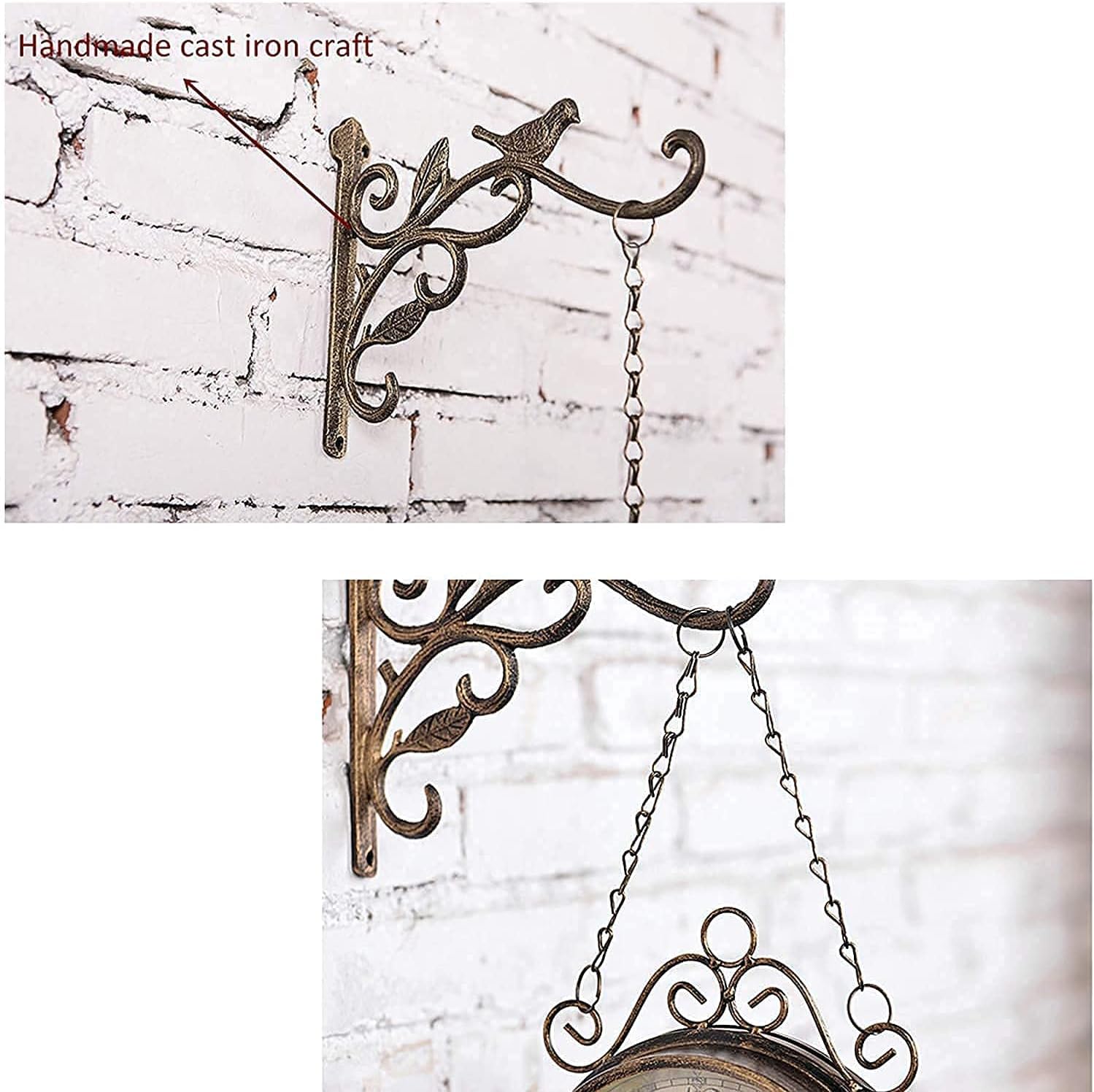 Wall Clock Garden Weatherproof for Outdoor,12 inch Double-Sided Retro Station Clock,for Outdoor Indoor Hanging and Antique Decoration Clocks