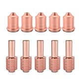 KEMAO 5Pcs 220671 Plasma Mechanized Cutting Nozzle & 5Pcs 220669 Plasma Electrode Tips Fit for PMX45 Plasma Cutting Torch Consumables