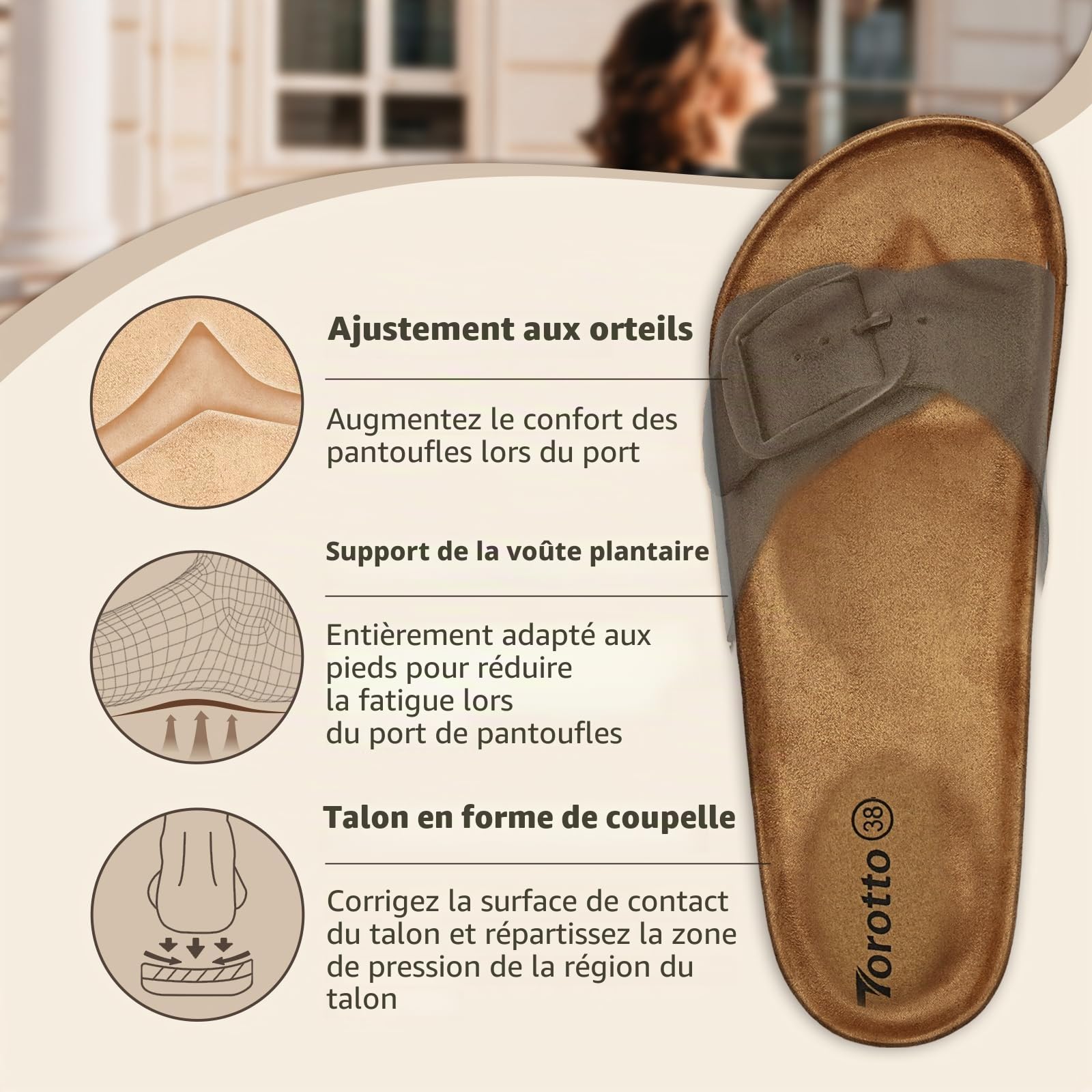 Torotto Femme Sandales Mules Chaussure
