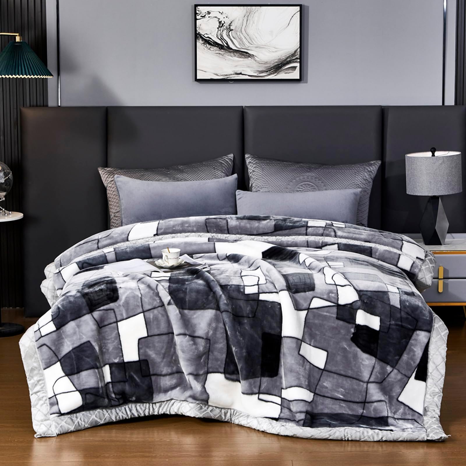 LGYKUMEG 9lb Heavy Mink Blanket 79"x91",Plush Fleece Throw Korean Blanket,Super Soft and Warm,2 Ply Raschel Bed Blanket