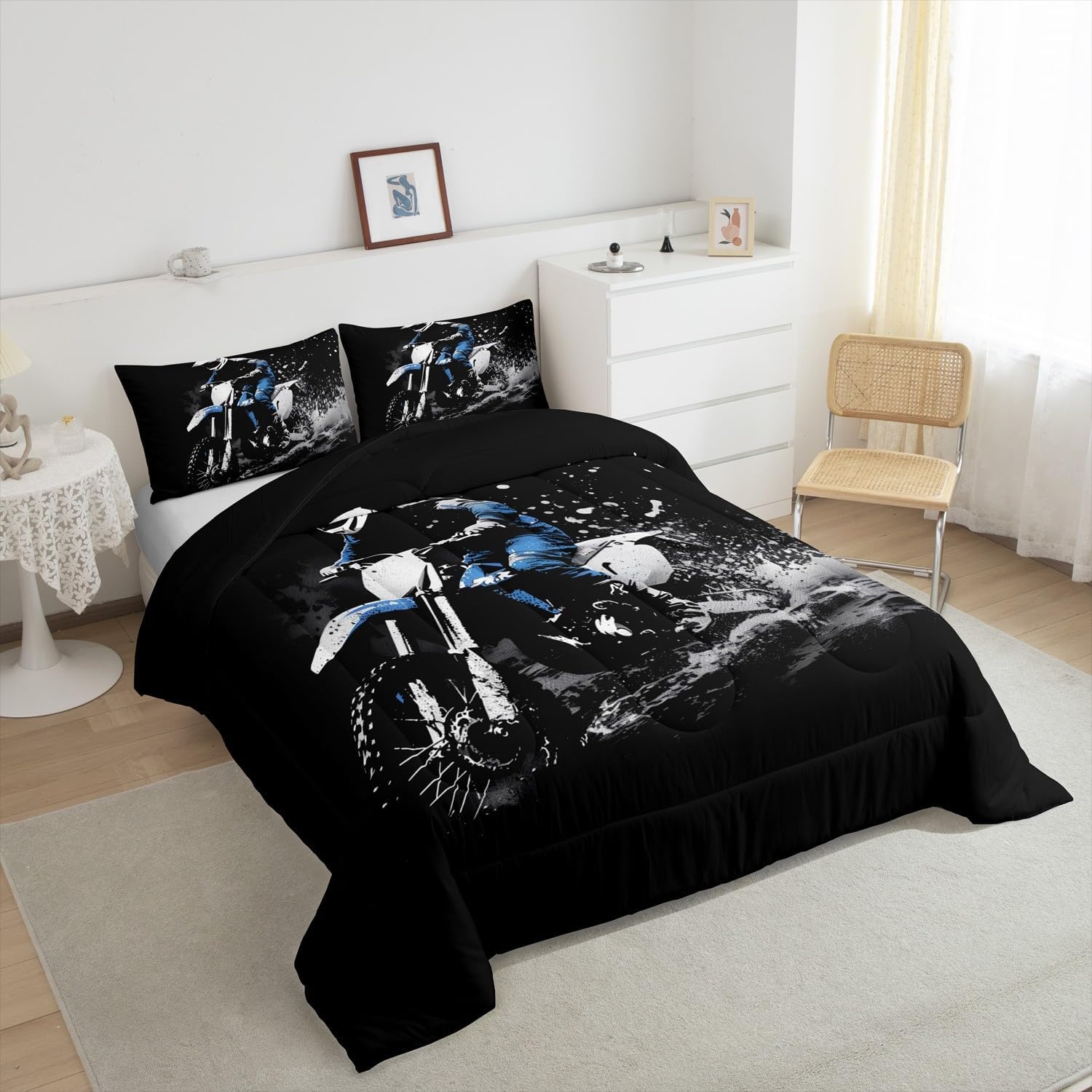 Feelyou Dirt Bike Comforter Set Twin Size Racing Themed Dirt Bike Bedding Set Ultra Soft Racing Motocross Bedding for Kids Boys Girls Motocross Comforter Room Decor Motorbike Quilt Set - Image 5