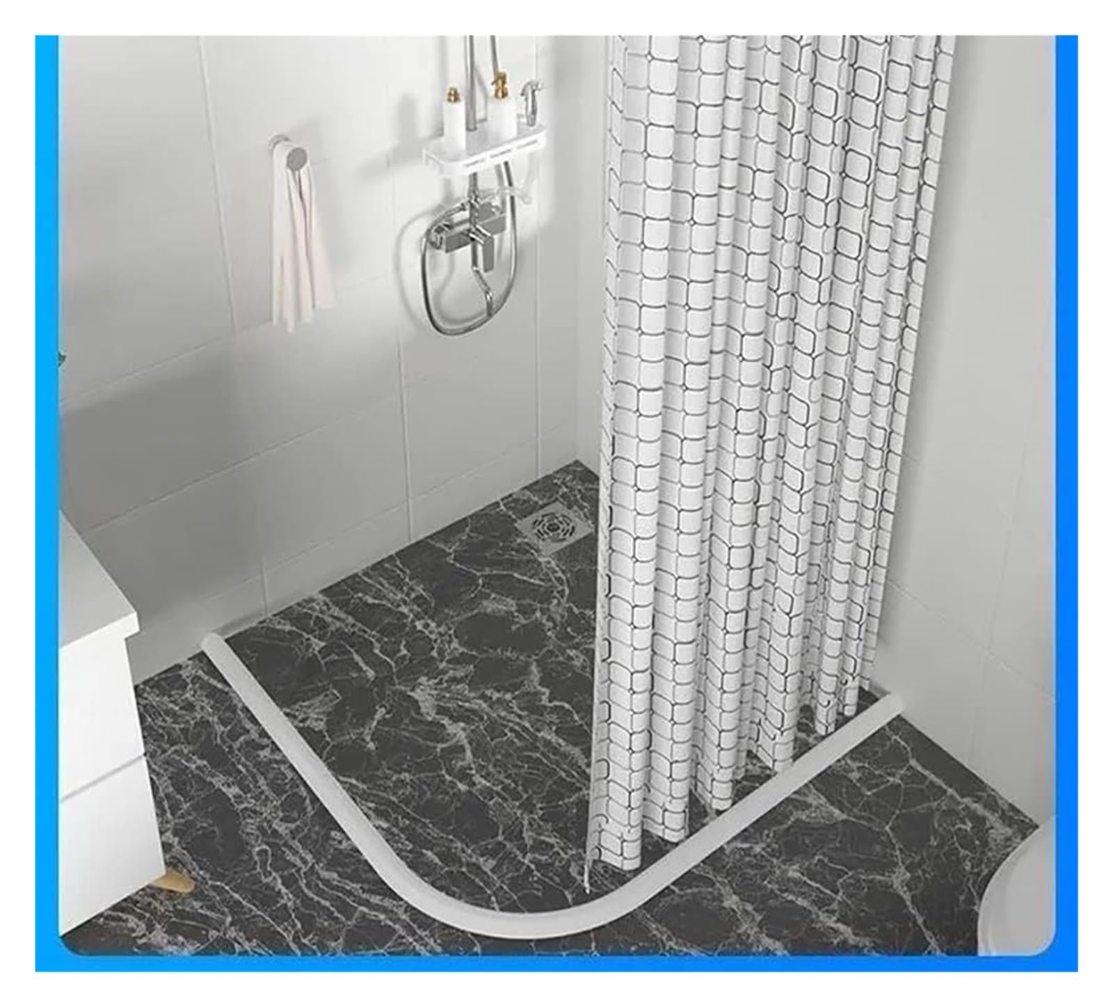 Tira de barrera agua retención baño, presa umbral ducha plegable, fregadero protector contra salpicaduras cocina silicona, Retaini flexible(Grijs,10m/393 inch)