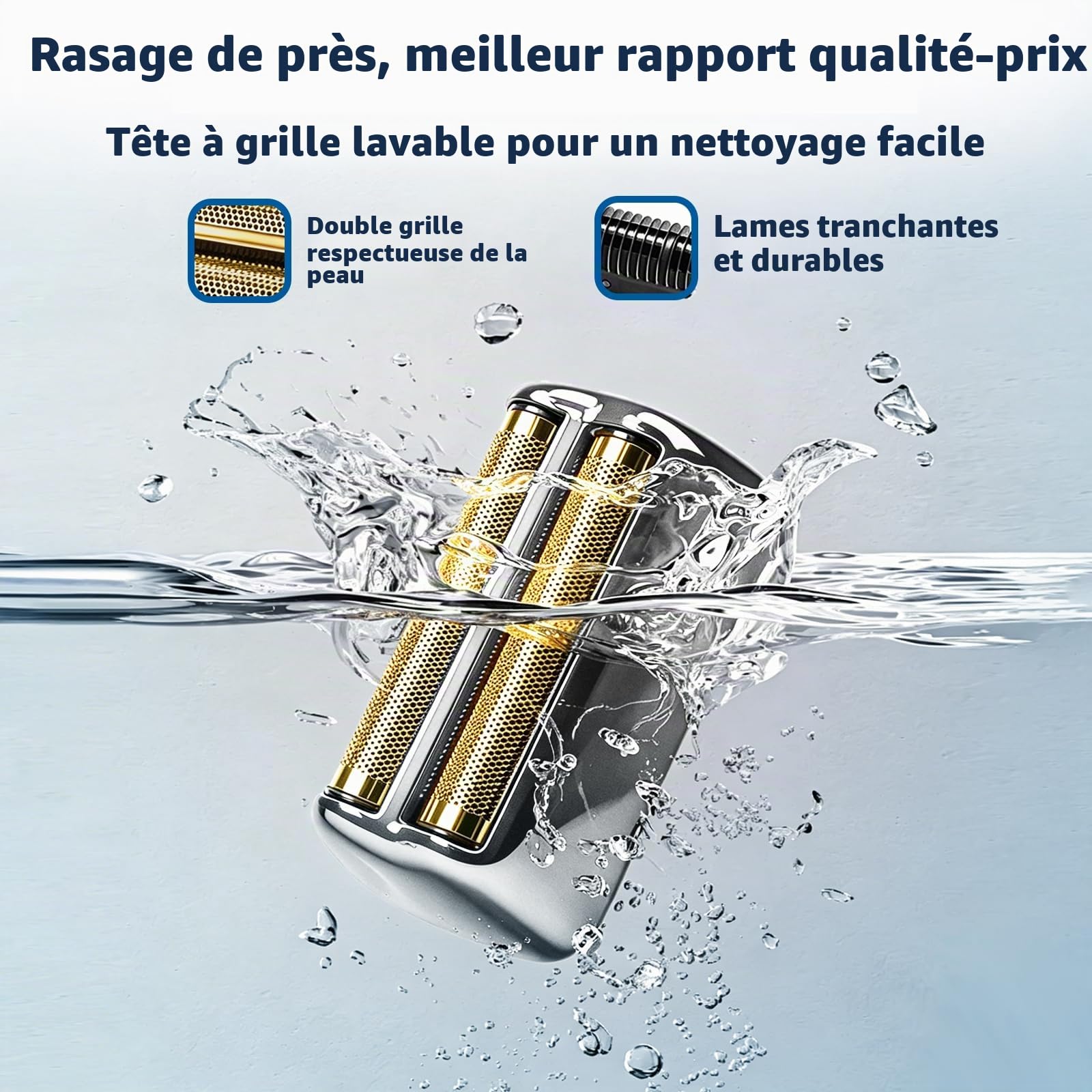 Lame de rechange pour rasoir compatible avec BaByl**sPRO Double FXFS2 - Grille métallique (Argent, pack de 3 pièces)