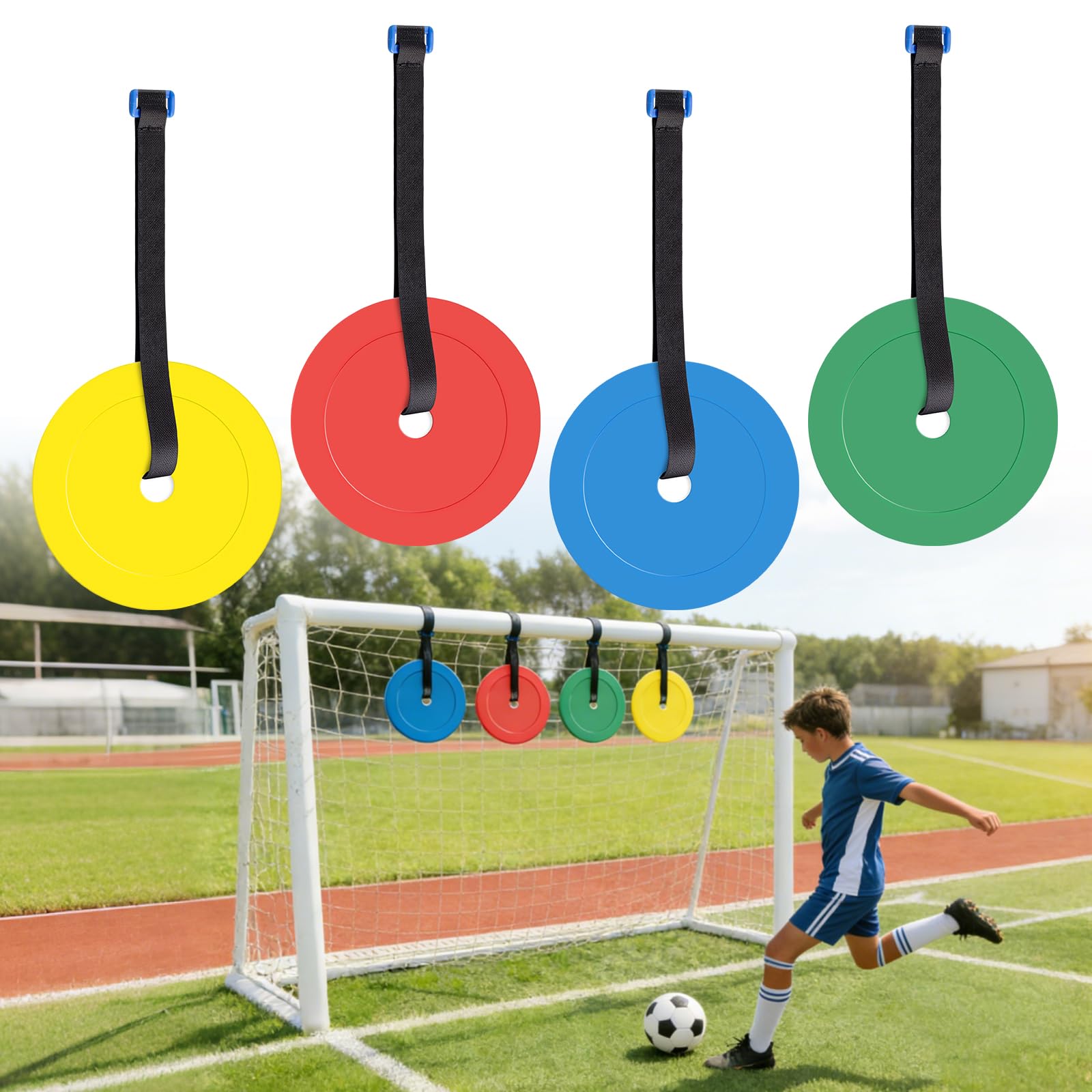 4 pezzi porta da calcio, bersaglio, rete da calcio, con regolabile, accessori per allenamento da calcio, per precisione di tiro e agilità, accessori per l'allenamento per calcio, hockey e baseball, 4