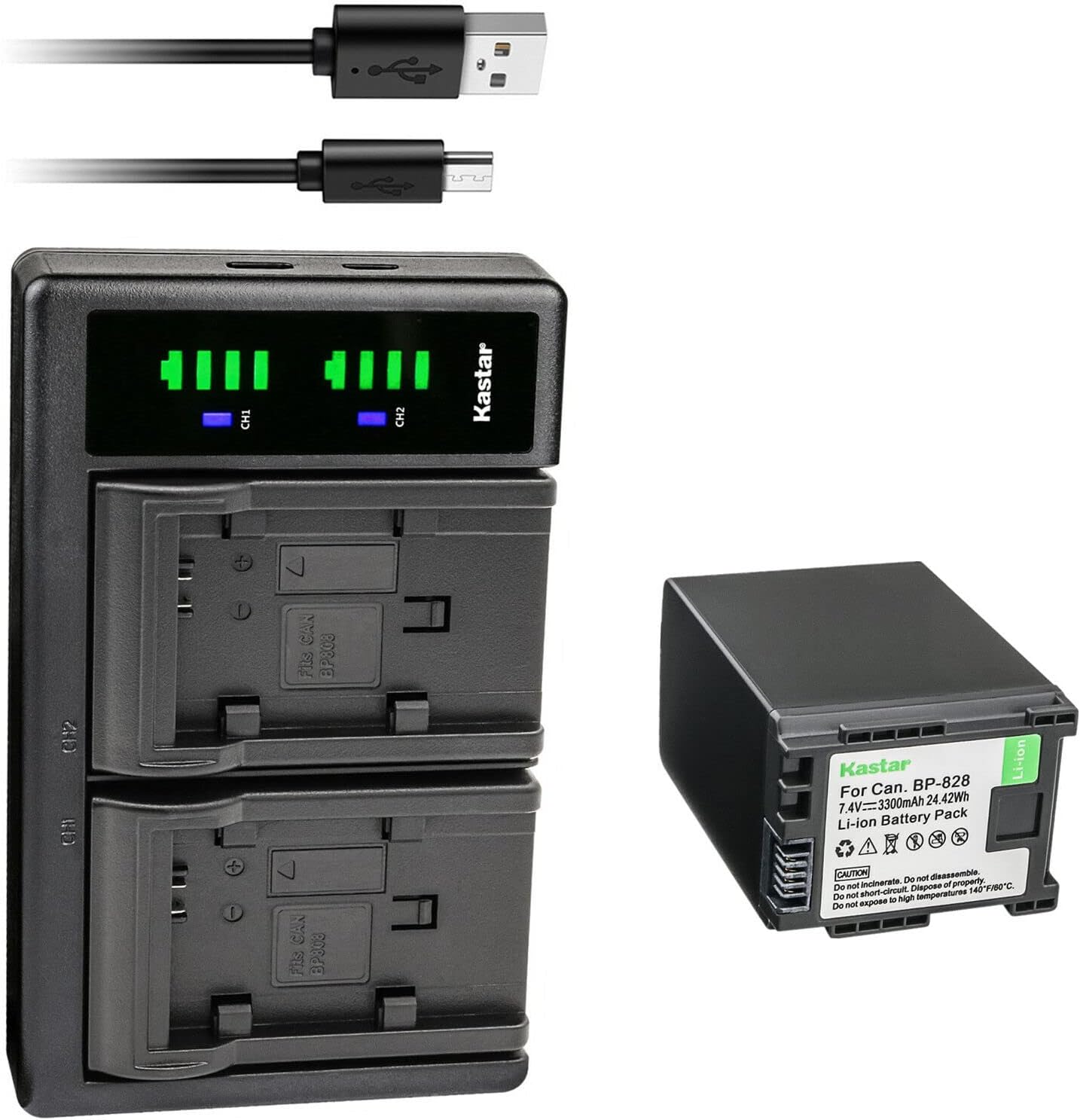 Kastar 1-Pack BP-828 Battery & LTD2 USB Charger for Canon XA60, XA65, XA70, XA75, VIXIA HF G70 Camera