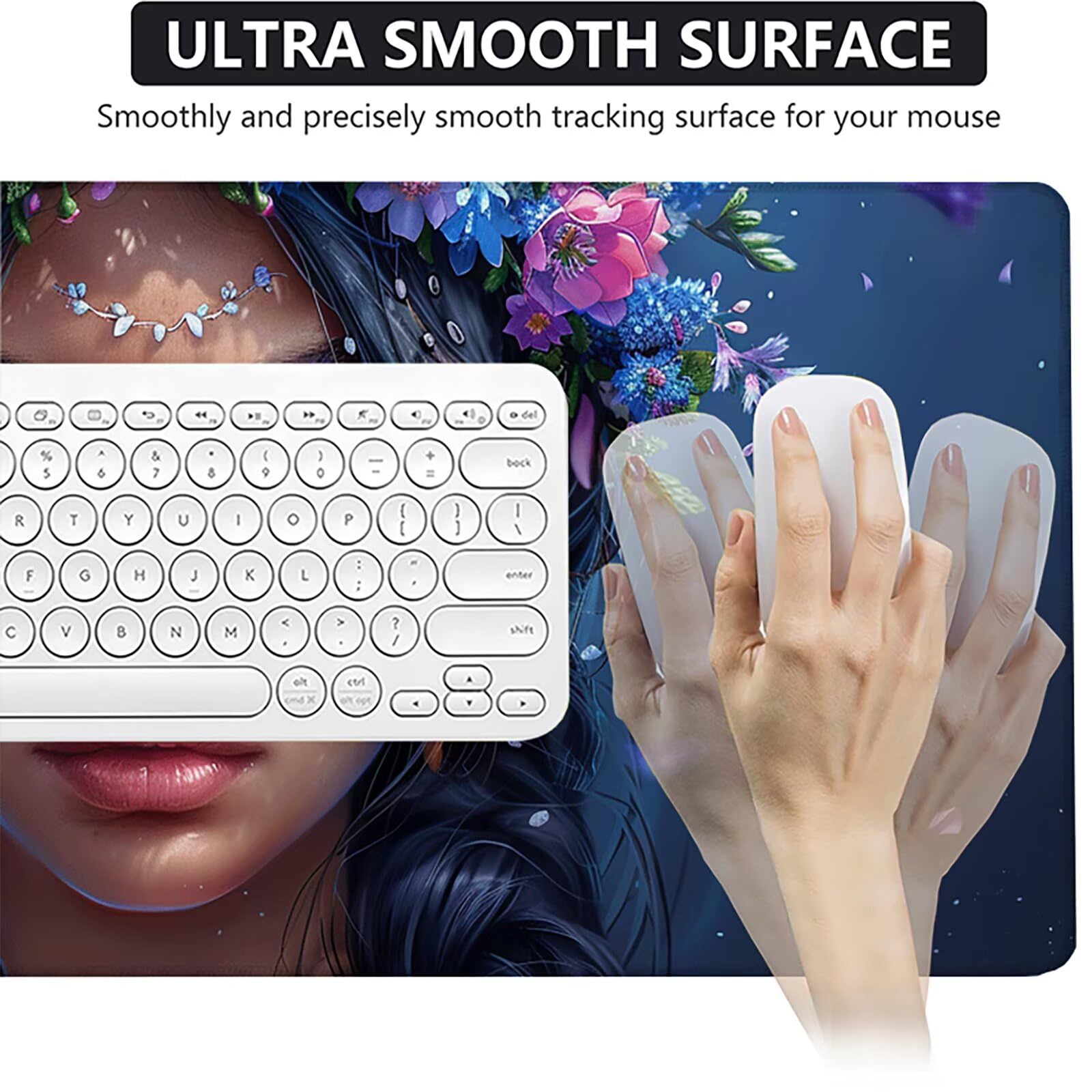 Mujer Alfombrilla Ratón Gaming XXL 1500x800x3mm, Alfombrilla Gaming Azul Mousepad con Base de Goma Antideslizante, Impermeable Desk Mat para Teclado y Raton, Accesorios Gaming, Regalos de Hombre 4-6