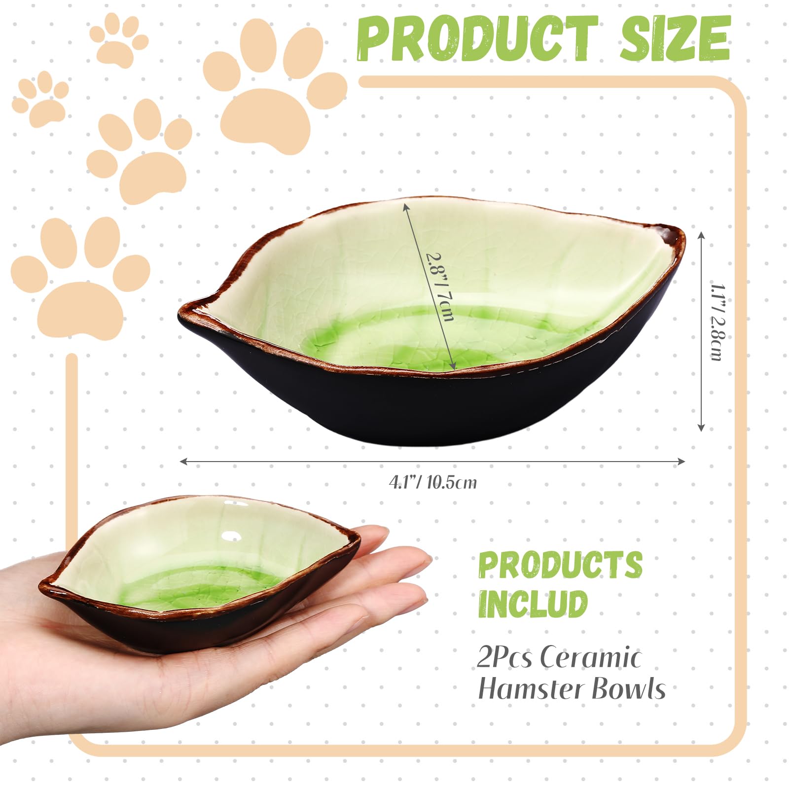 2 Stück Hamster Keramik Futternapf Blattform Futter Wasser Futternapf für Kleintiere Hamster Meerschweinchen Rennmäuse Zwerg Ratten Mäuse Chinchilla Igel Zuckergleiter