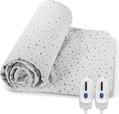 Protector de colchón con calefacción, funda de colchón eléctrica con controladores duales, 4 niveles de calefacción, calentador de cama ajustable,
