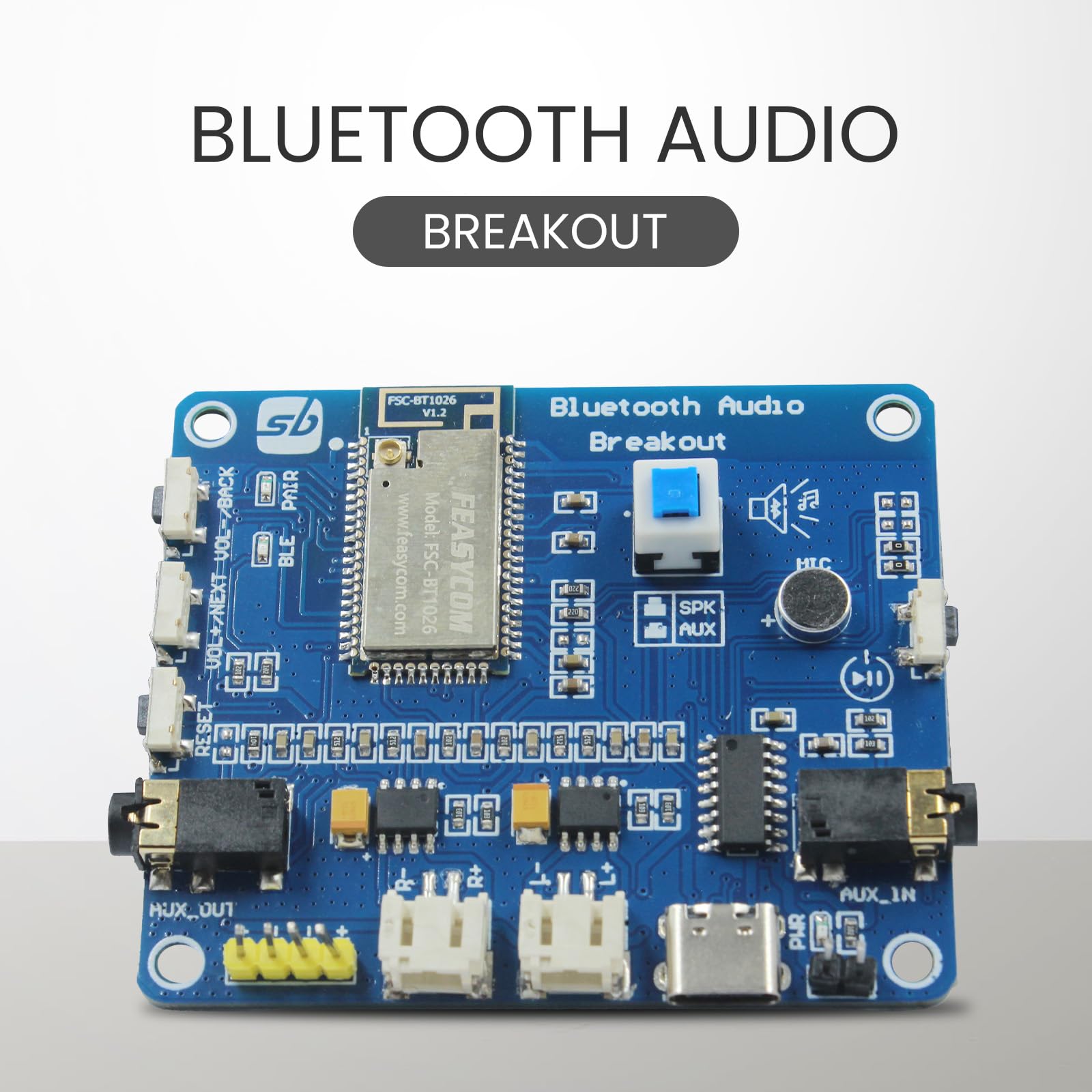 SB COMPONENTS Scheda di espansione Bluetooth Audio Breakout con altoparlante da 2 Watt per soluzione audio tutto in uno Rivoluziona i tuoi test e le tue esperienze audio con la scheda di espansione