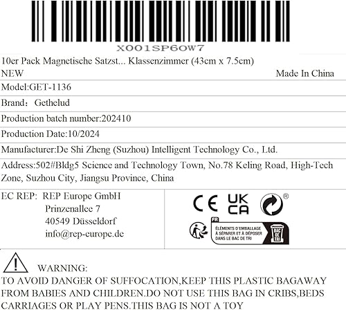 Miniatura 8 de Paquete de 10 tiras magnéticas de oración, tira de escritura de borrado en seco, tira de aprendizaje de oraciones borrable y escribible para