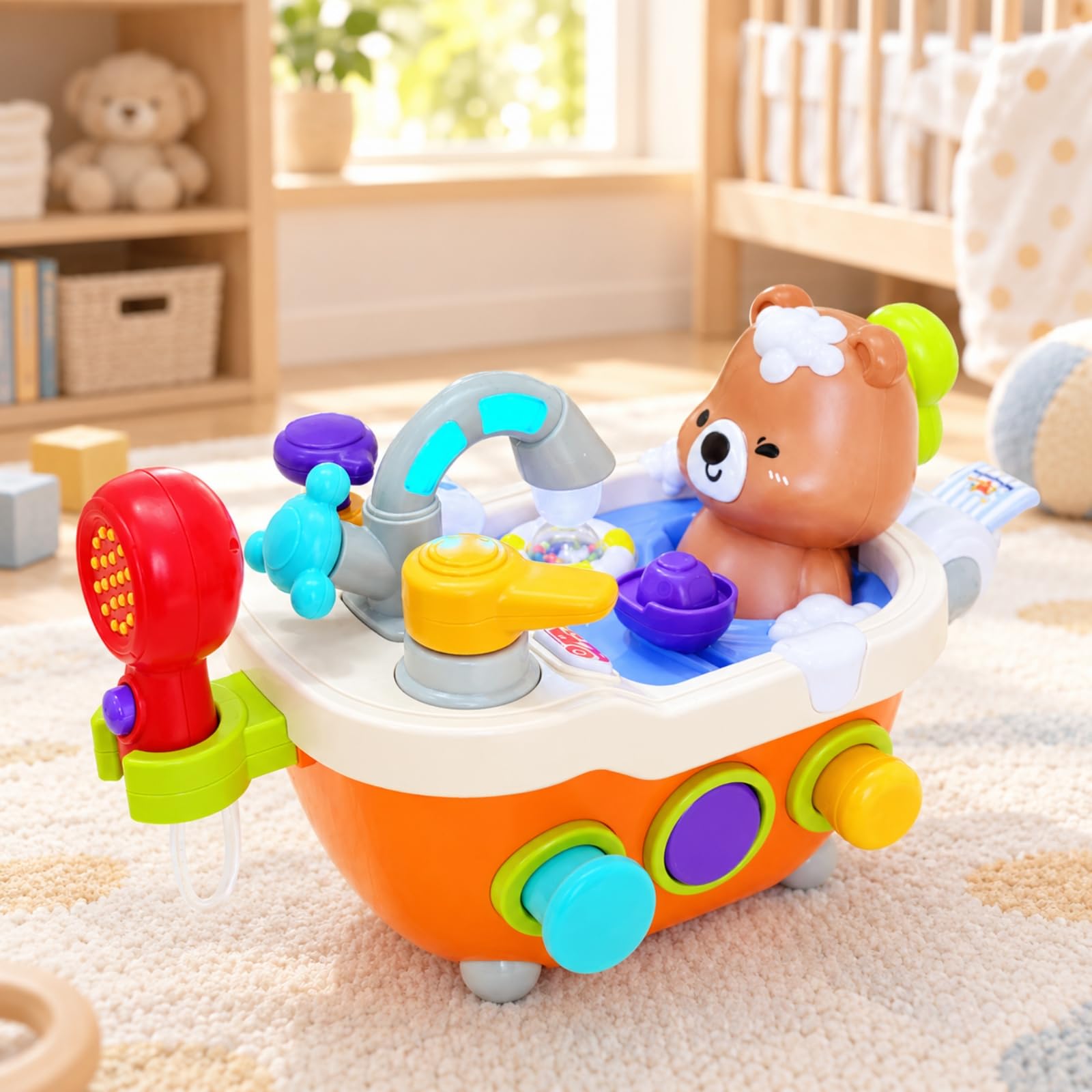 harayaa Giocattolo a Tema Orso con Vasca da Bagno Educativo Vasca da Bagno Giocattolo con Orso Resistenti Giochi Bagnetto per Bambini in età Prescolare