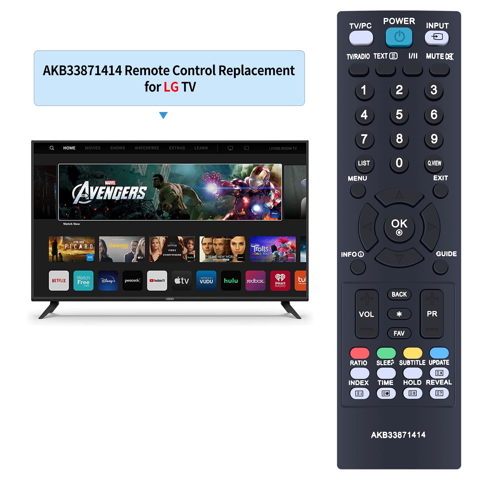 TCNOUMT AKB33871414 Remote Control Replacement for LG TV M197WD-PZ M227WD-PZ M227WDJ M237WD-PZ M237WDP M2394D-PZ - NO Setup Required - Image 2