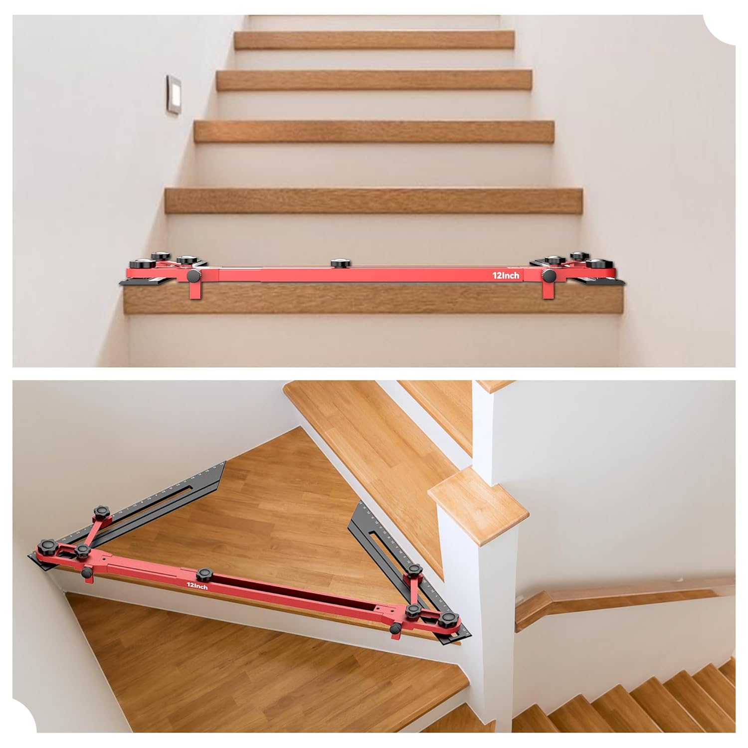 New Upgrade Stair Tread Template Tool, 72“ Adjustable Length Stair Tread Measuring Tool,Stair Tread Jig for Measuring Stairs,Riser,Stair Gauge Tool Perfect for Carpenters & DIY Projects