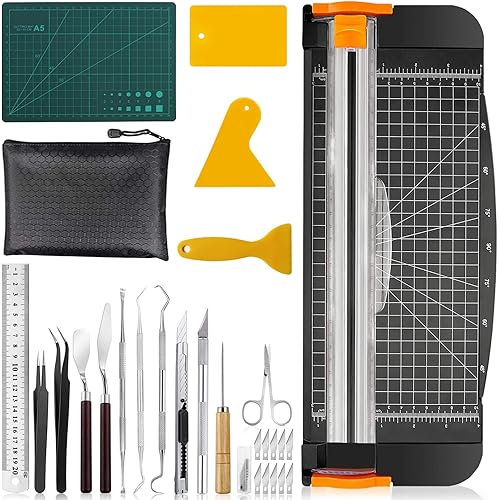 SYBF Weeding Tools for Vinyl,28 PCS Craft Tool Set Vinyl Kit with 12Inch Paper Cutter Trimmer Vinyl, Silhouettes, Lettering,Splicing, DIY Art Work Cutting, Hobby, Scrapbook (ccx2203030101)