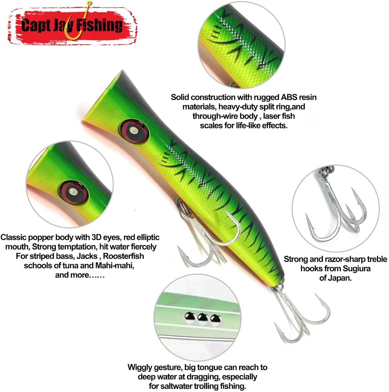Saltwater Popper Lures topwater Floating Fishing Lures Surf Fishing Floating Lure, Poppers, Fishing Lures, Surf Fishing Lures