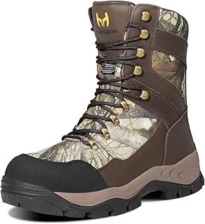 Hunthor Hunting Boots for Men, 1000g Insulated with EVA Midsole, Waterproof Leather Hiking Next Camo G2 Outdoor Boots, Warm Cold Weather, Lightweight and Breathable Shoes (Size 7-14)