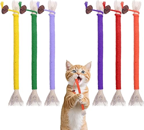 SEVENKA Silvervine - Paquete de 6 juguetes para gatos, 7.87 pulgadas7.9 in, juguete masticable para limpieza de dientes, juguetes de gatito,